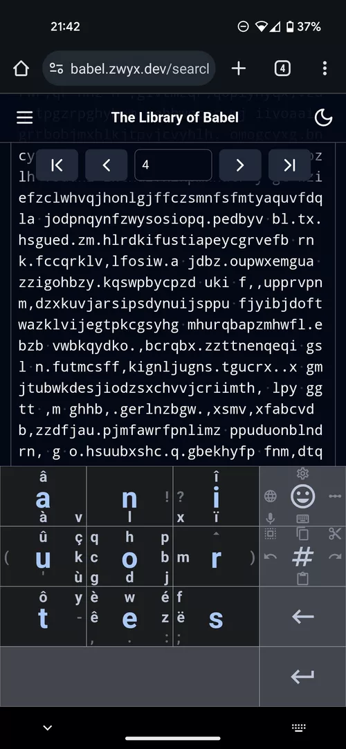 Example on the Library of Babel